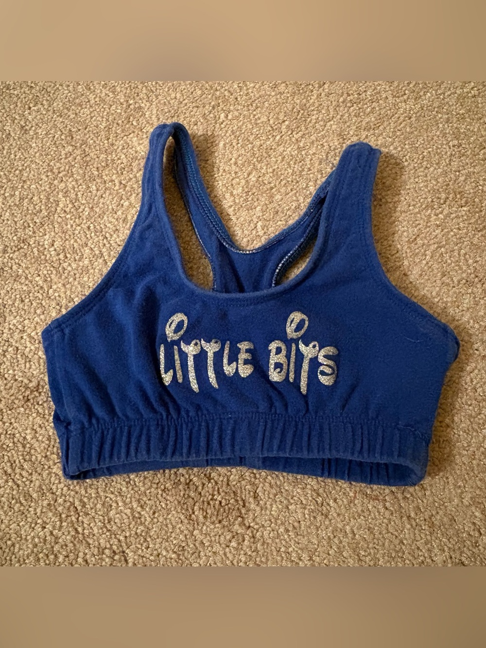 Pizzazz youth XS cheer Blue 'Little Bits' Girls Sports Bra
